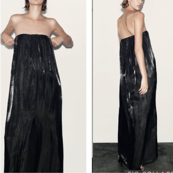 ZARA BLACK STRAPLESS DRESS - Picture 6 of 12